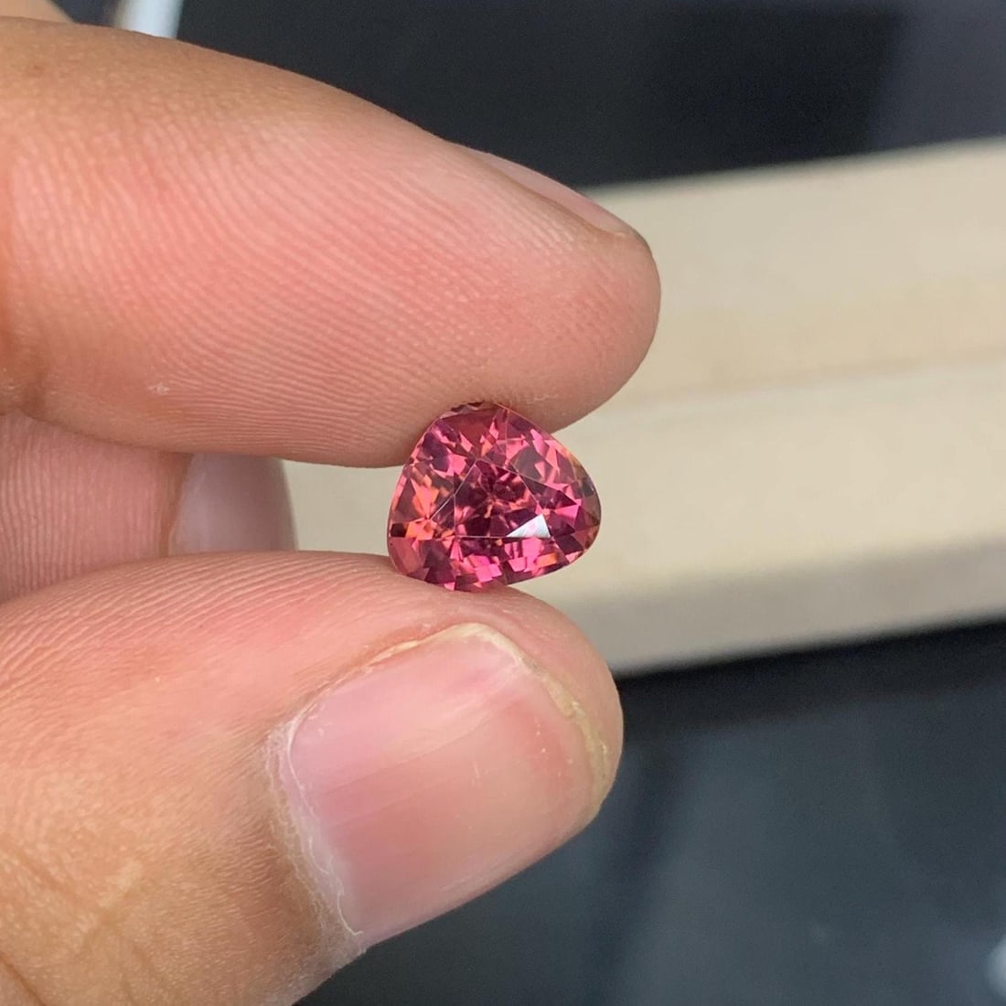 Hot Pink Tourmaline Gemstone FancyTrillion Cut October Birthstone, 2.35 Carat - 3