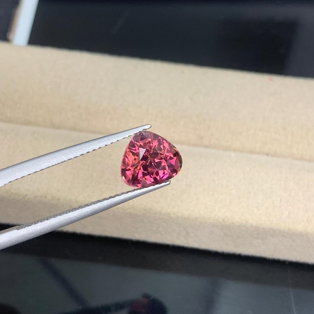 Hot Pink Tourmaline Gemstone FancyTrillion Cut October Birthstone, 2.35 Carat - 4