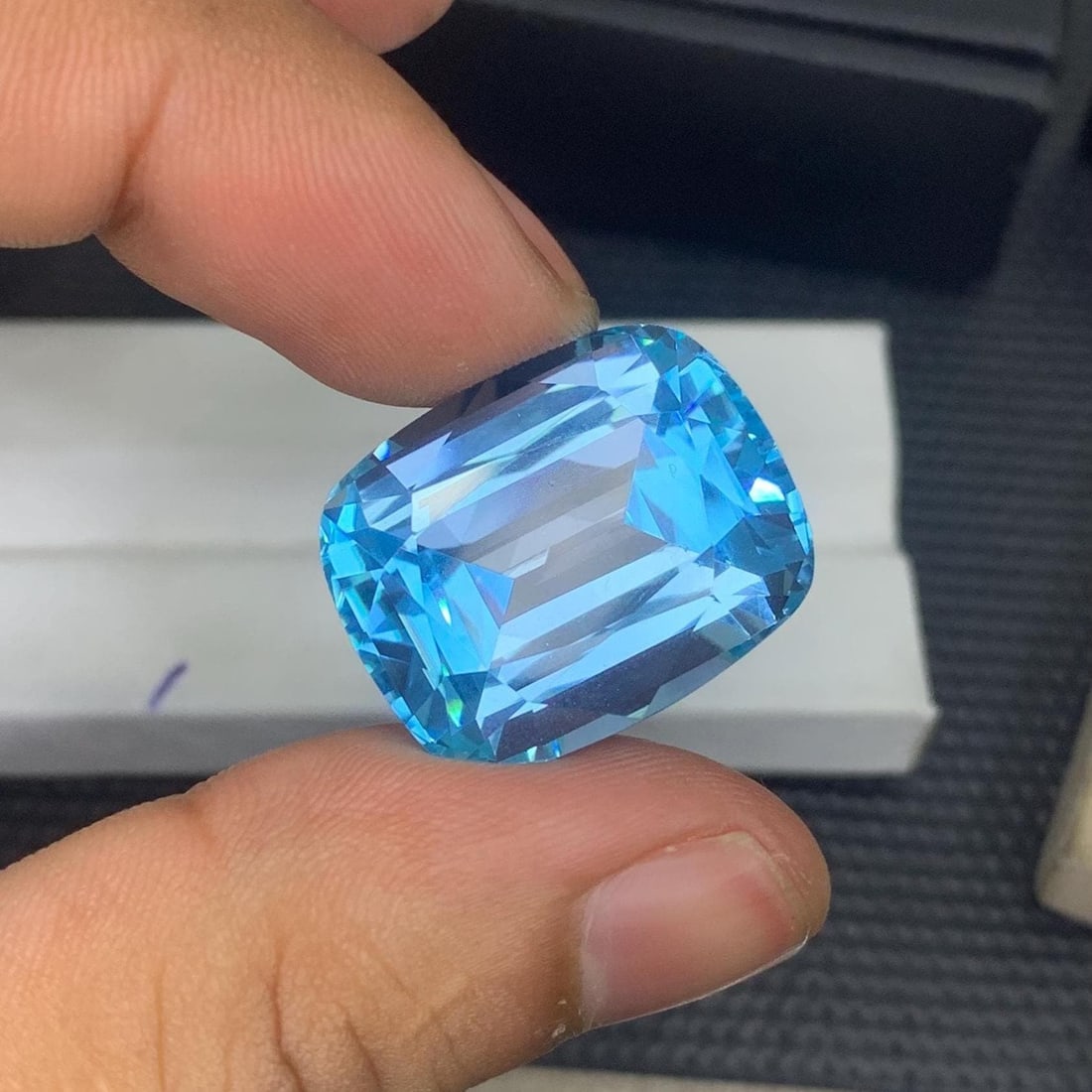 Swiss Blue Topaz Loose Gemstone Step Cushion Cut November Birthstone - 48 Carat - 4