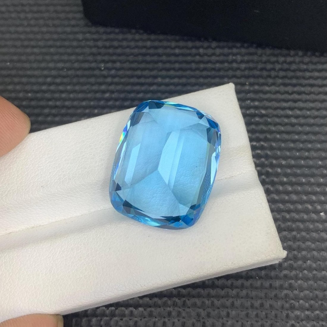 Swiss Blue Topaz Loose Gemstone Step Cushion Cut November Birthstone - 48 Carat - 7
