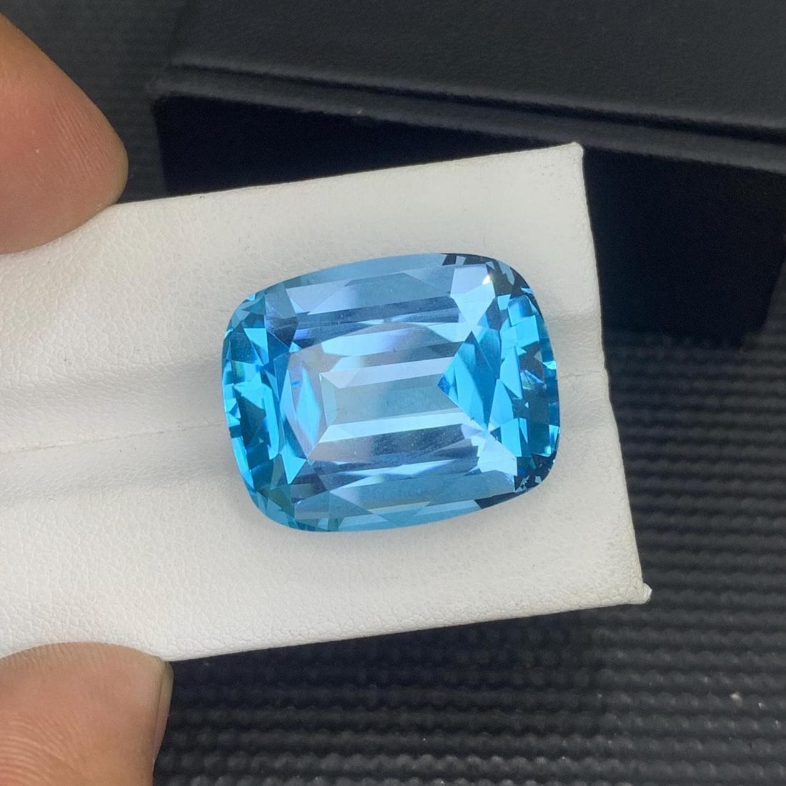Swiss Blue Topaz Loose Gemstone Step Cushion Cut November Birthstone - 48 Carat - 8