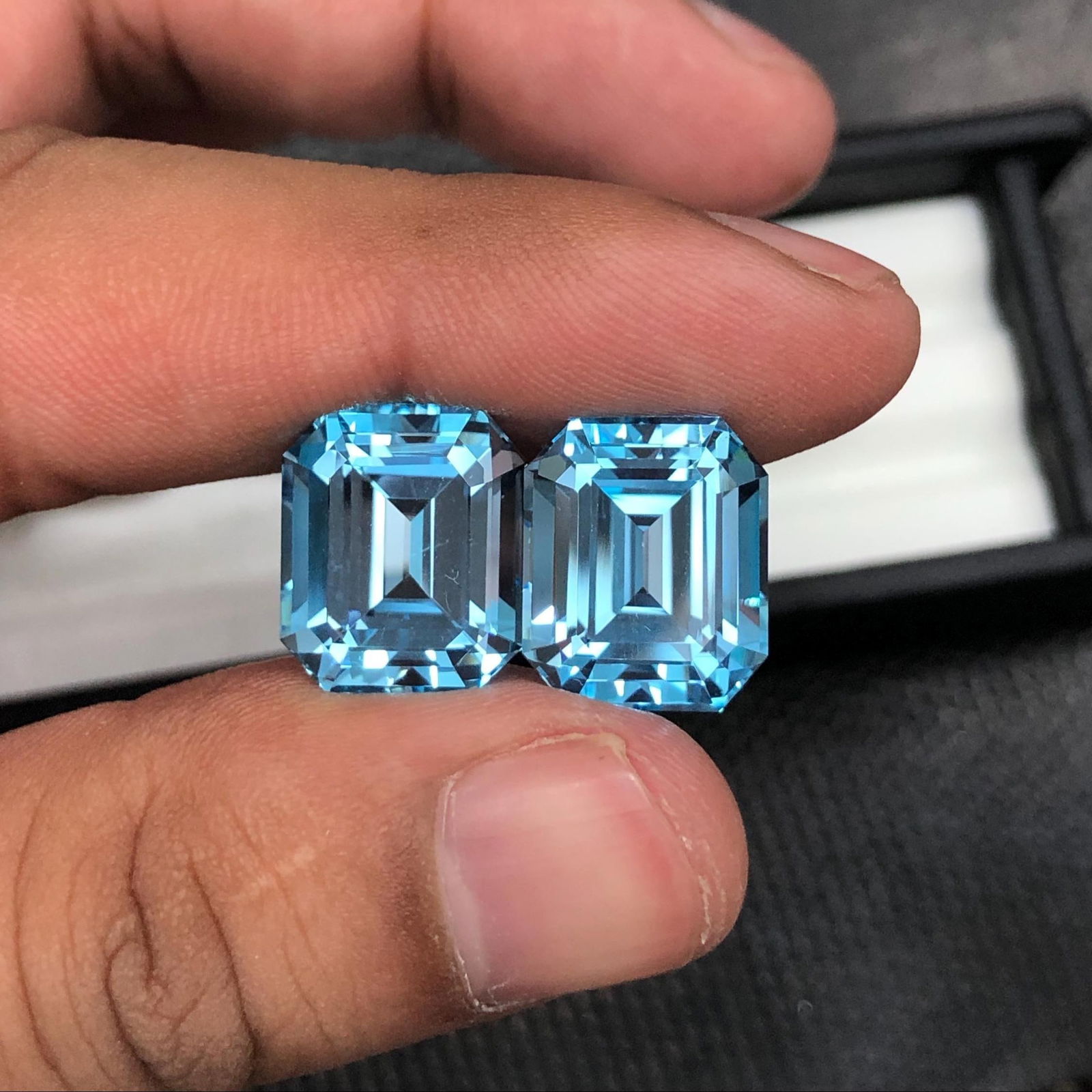 Emerald Cut Swiss Blue Topaz Loose Gemstone Pair, 27.275 Carat - 3