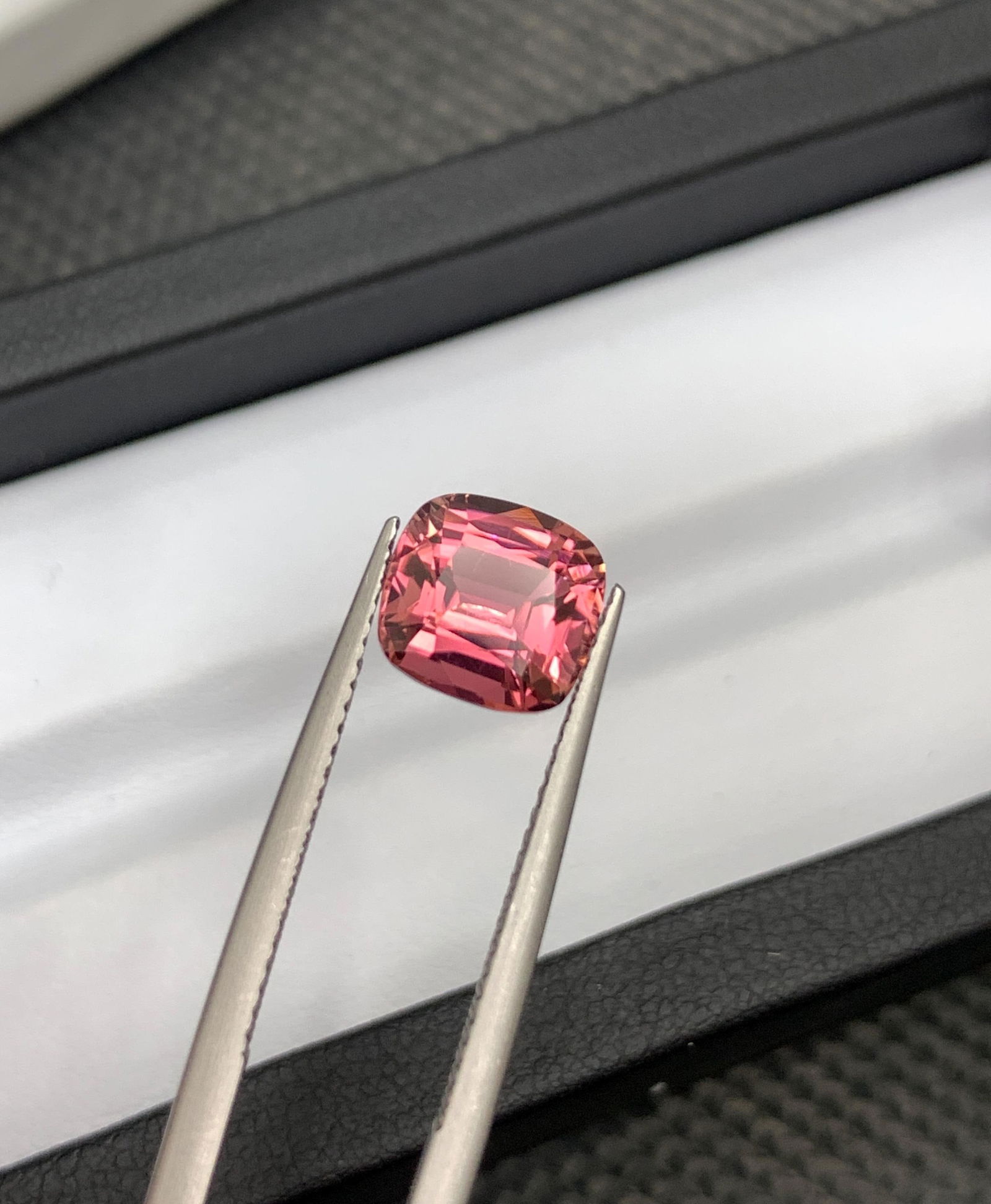 Reddish Hot Pink Tourmaline Gemstone: 2.65 Carat Cushion Cut - 5