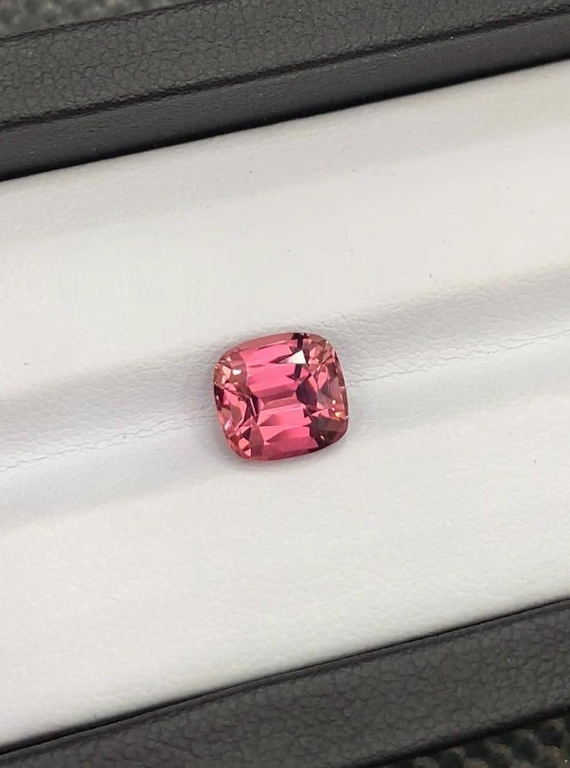 Reddish Hot Pink Tourmaline Gemstone: 2.65 Carat Cushion Cut - 6