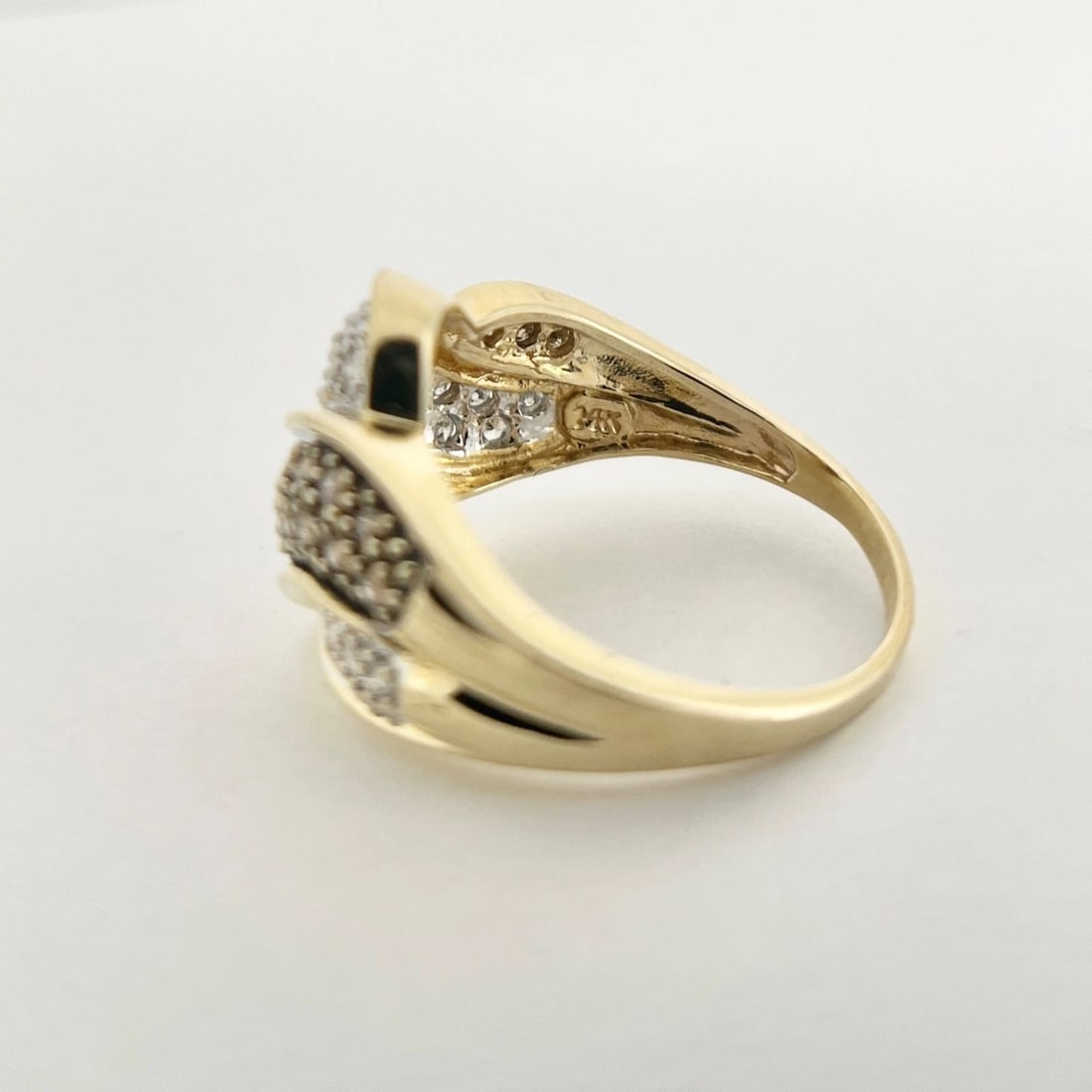 Cognac and White Diamond Cocktail Statement Ring 14K Yellow Gold, 5.36 Grams - 8