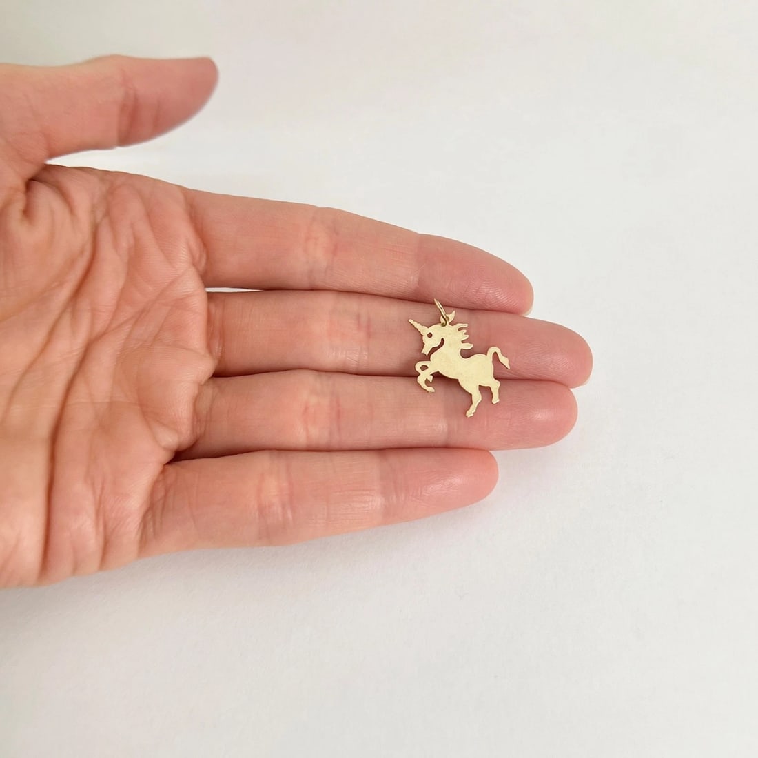 Estate Unicorn Charm Necklace Pendant 14K Yellow Gold, .46 Grams - 2