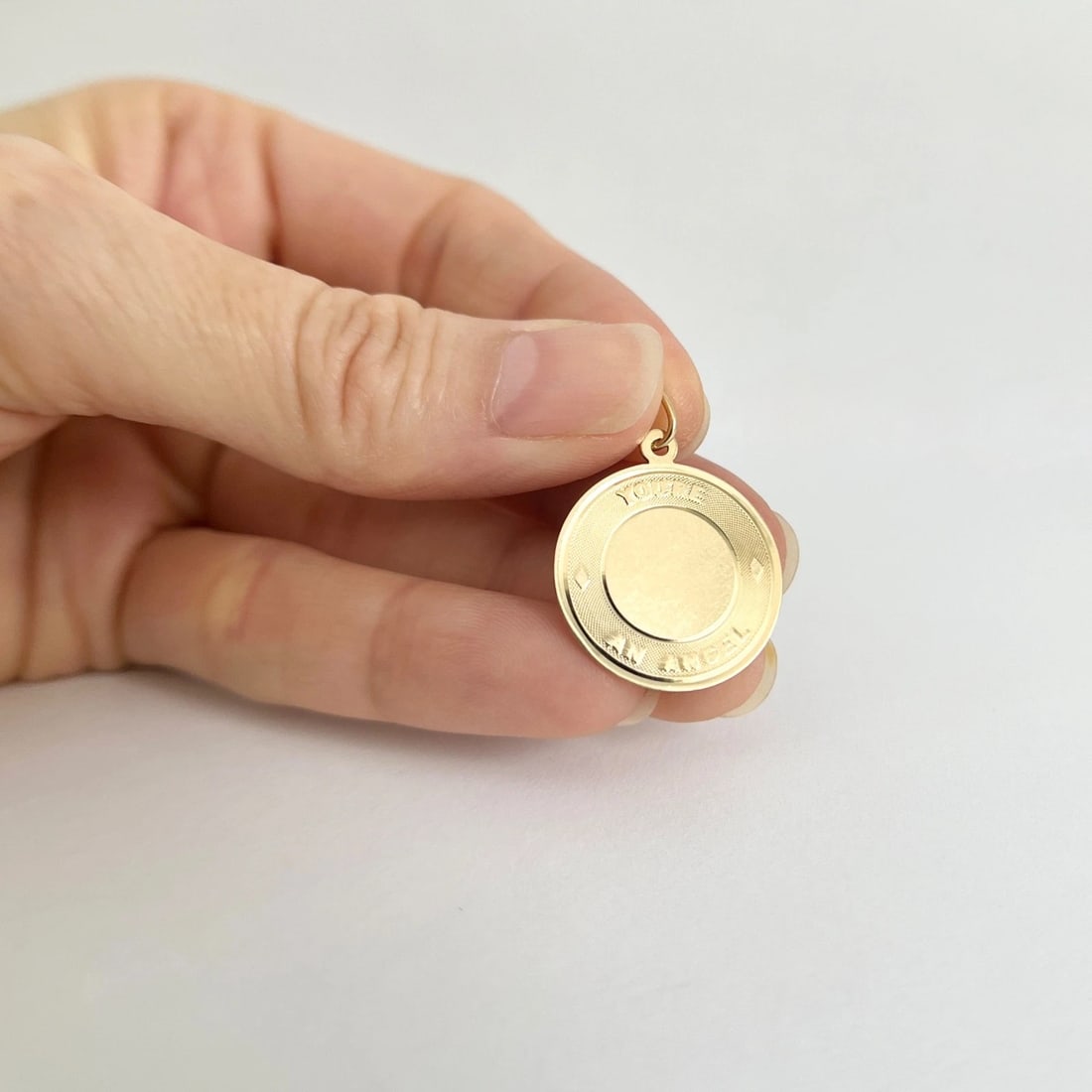You're An Angel Round Engravable Disc Pendant Charm 14K Yellow Gold, 1.66 Grams - 2