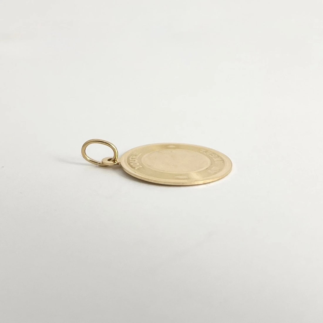 You're An Angel Round Engravable Disc Pendant Charm 14K Yellow Gold, 1.66 Grams - 5