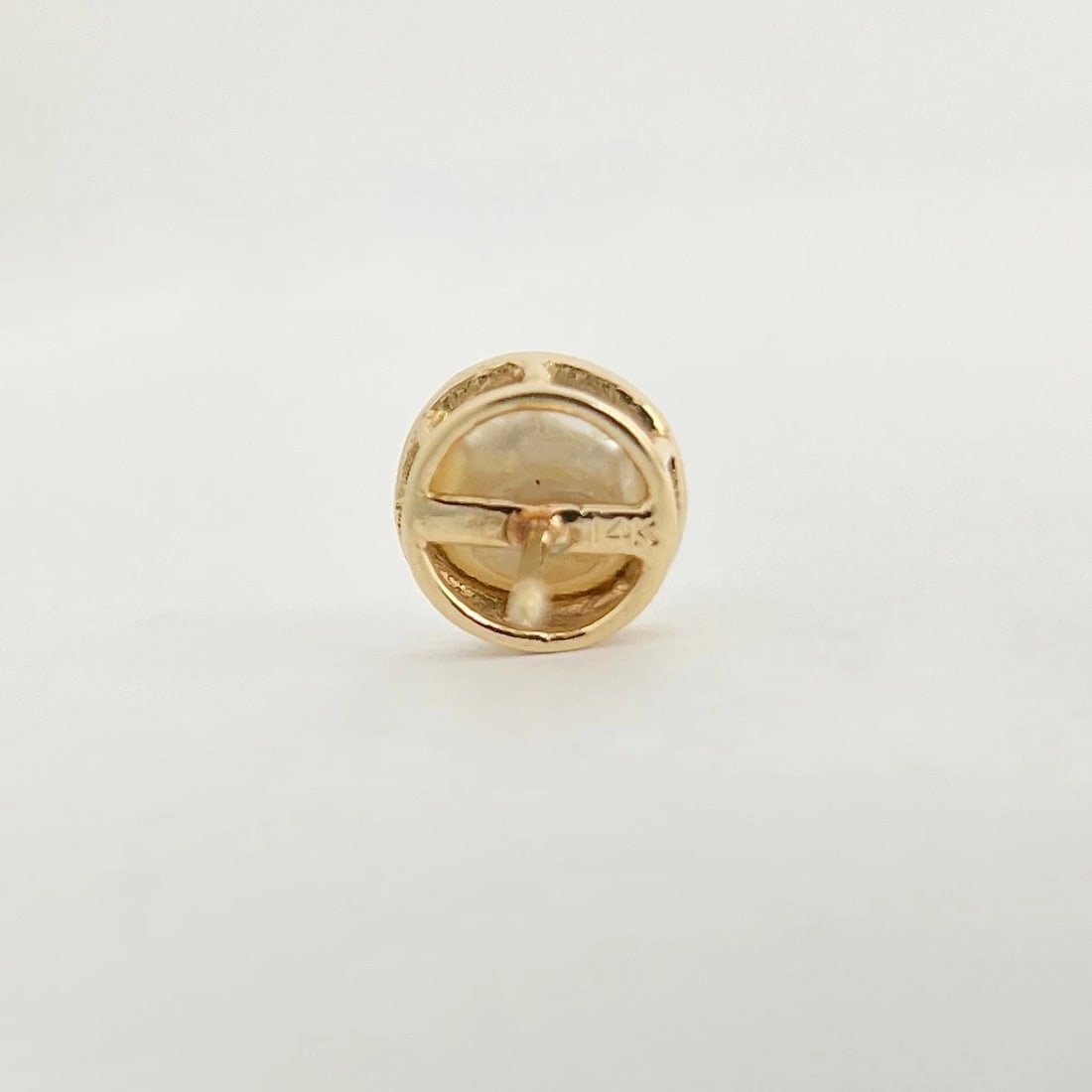 Baroque Pearl Bezel Stud Earrings 14K Yellow Gold, 2.30 Grams - 5