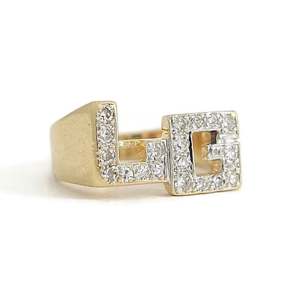 Letter LG Initial Diamond Ring 14K Yellow Gold, 7.90 Grams (1 of 10)