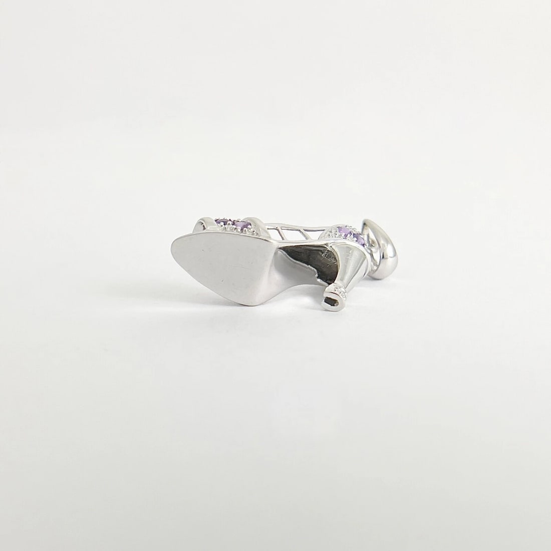 Purple Amethyst High Heel Shoe Charm 14K White Gold, 3.34 Grams - 8