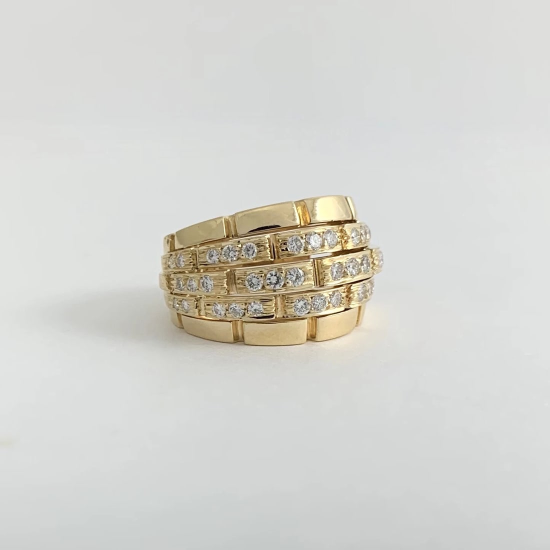 Cartier 5-Row Maillon Panthere One Single Diamond Hoop Earring 18K Yellow Gold - 5