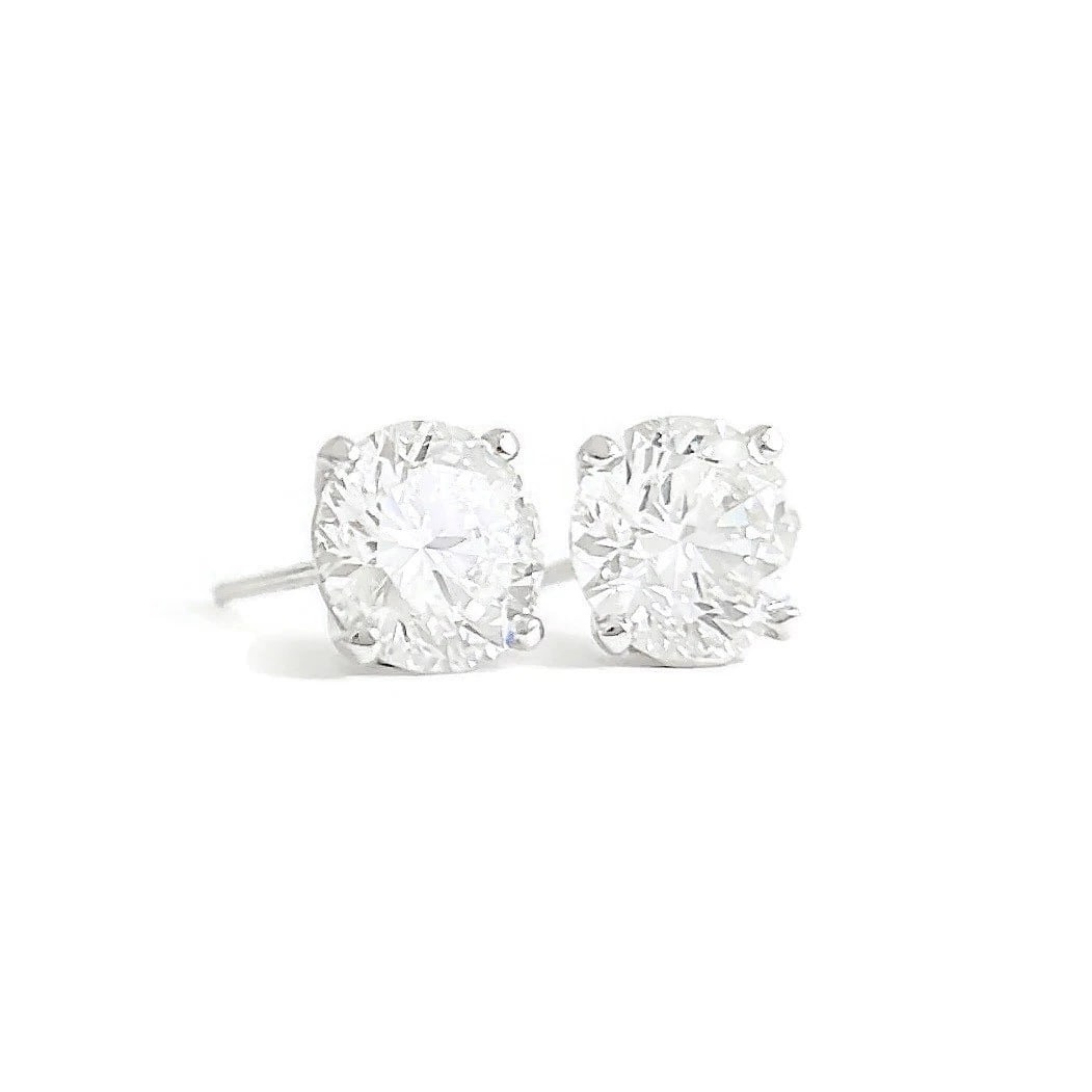 Round Lab-Created Diamond Stud Earrings 14K White Gold 4-Prong Martini, 2.04 CTW (1 of 4)