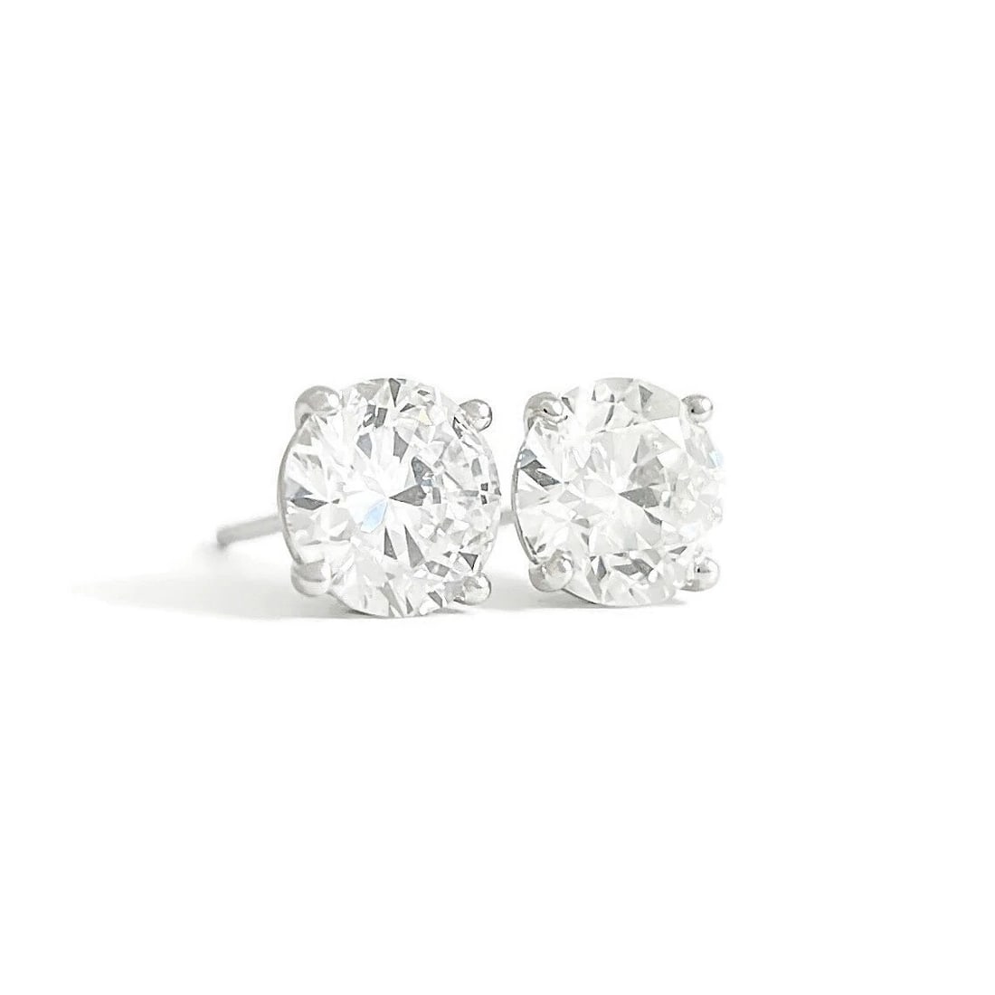 Round Lab-Created Diamond Stud Earrings 14K White Gold 4-Prong Martini, 3.54 CTW (1 of 4)
