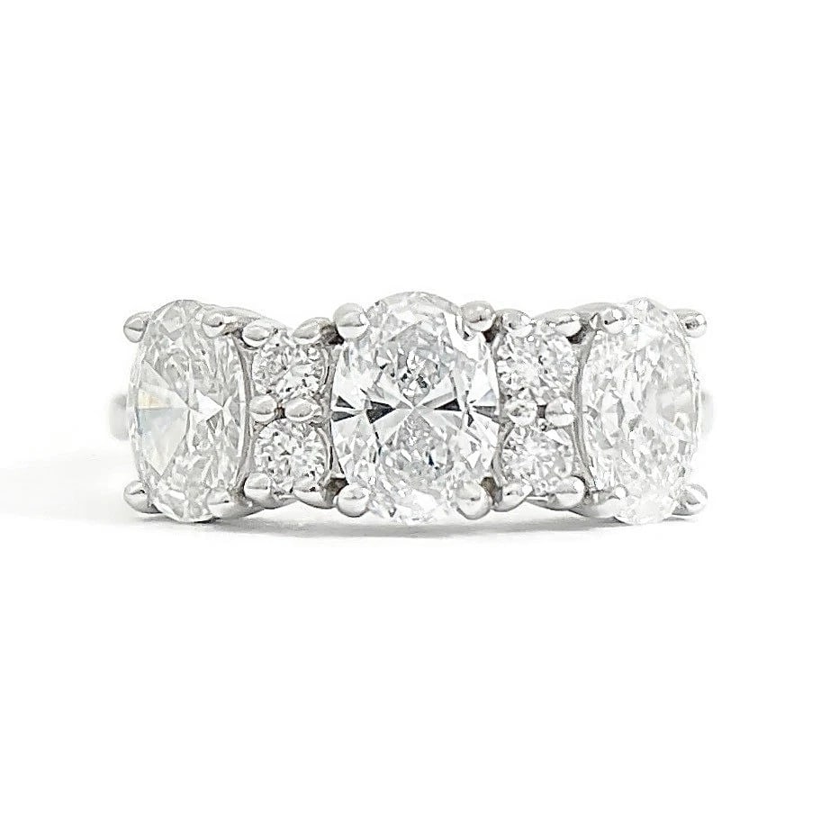 3-Stone Oval Round Cluster Lab-Created Diamond Ring 14K White Gold, 2.37 CTW (1 of 6)
