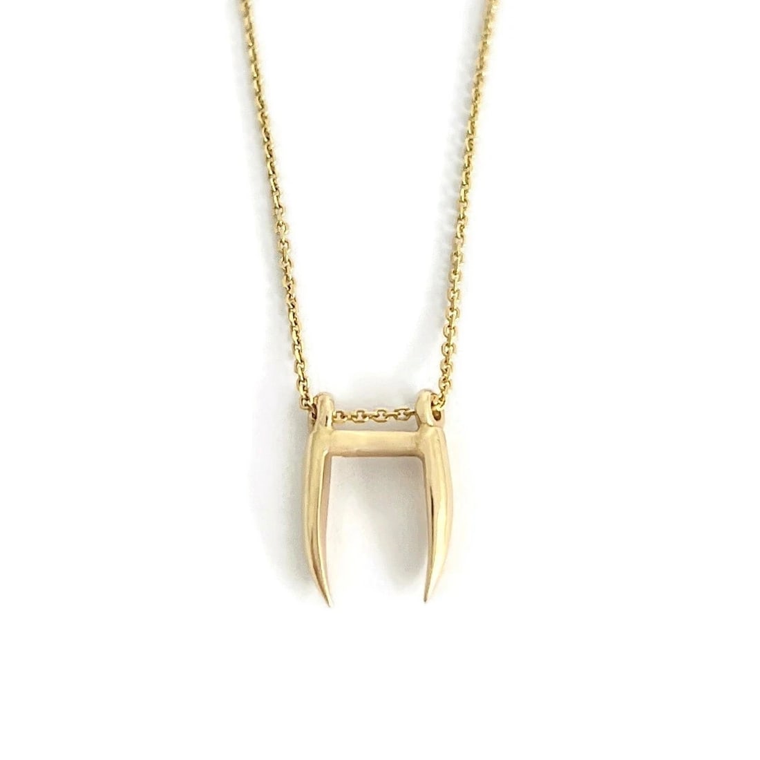 Saber Tooth Pendant Necklace 14K Yellow Gold, 16 Inches (1 of 6)