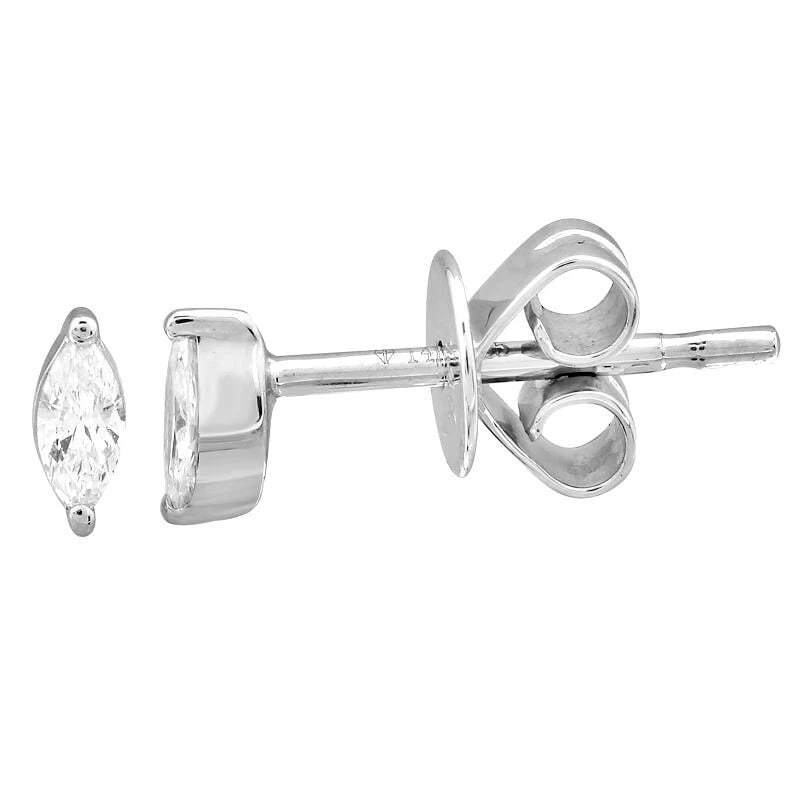 Marquise Diamond Stud Earrings 14K White Gold .15 CTW (1 of 4)