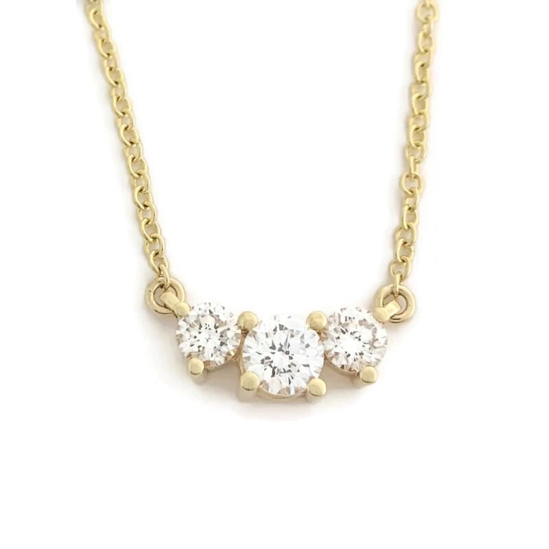 3-Stone Round Diamond Cluster Pendant Necklace 14K Yellow Gold, 1.01 CTW (1 of 9)