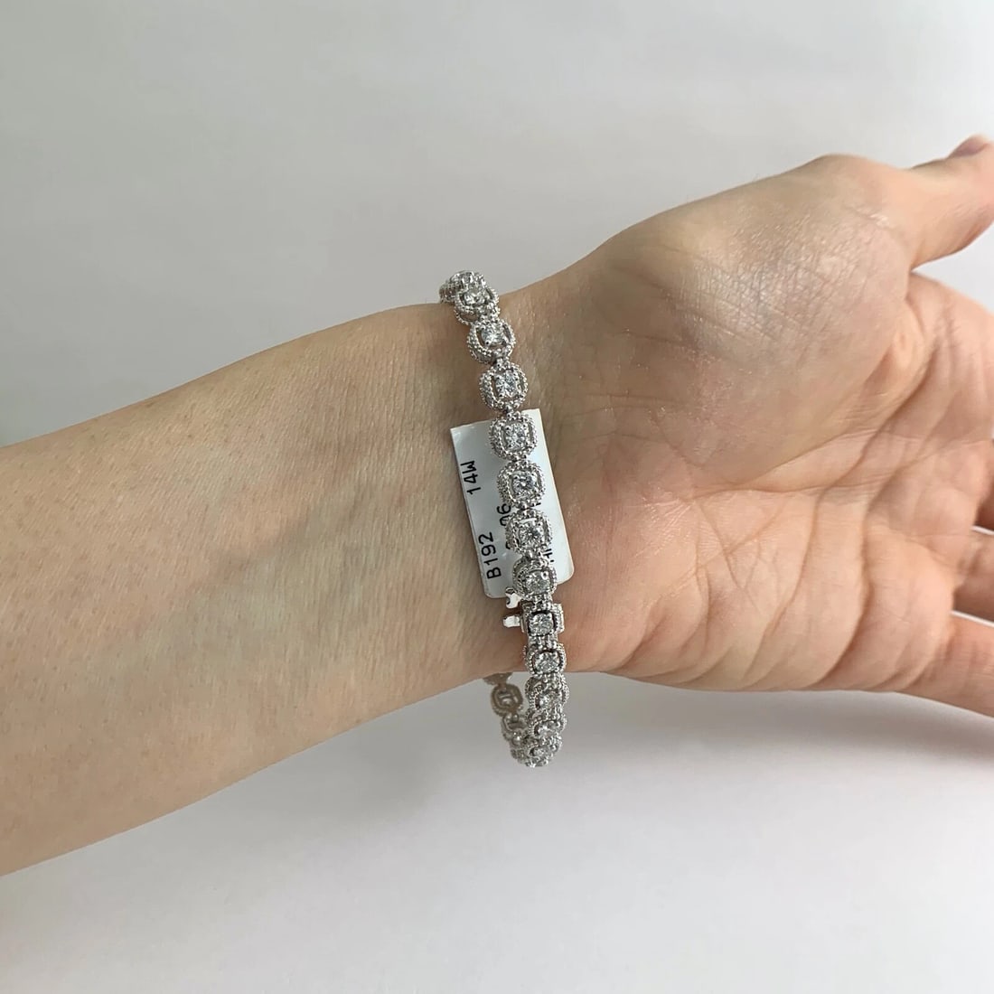 Milgrain Halo Round Diamond Tennis Bracelet 14K White Gold, 3.06 CTW, 11.52 Gr - 5