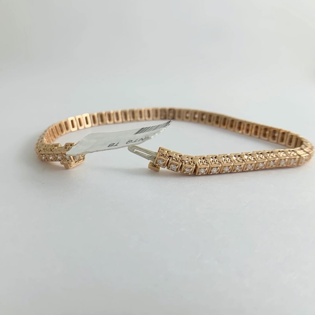 Milgrain Filigree Diamond Tennis Bracelet 14K Pink Rose Gold, 1.02 CTW, 16.35 Gr - 9