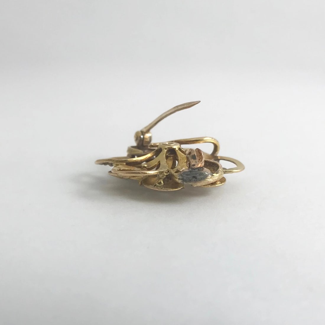 Antique Edwardian Diamond Turquoise Enamel Brooch Pin 20K Yellow Gold, 5.19 Gram - 12