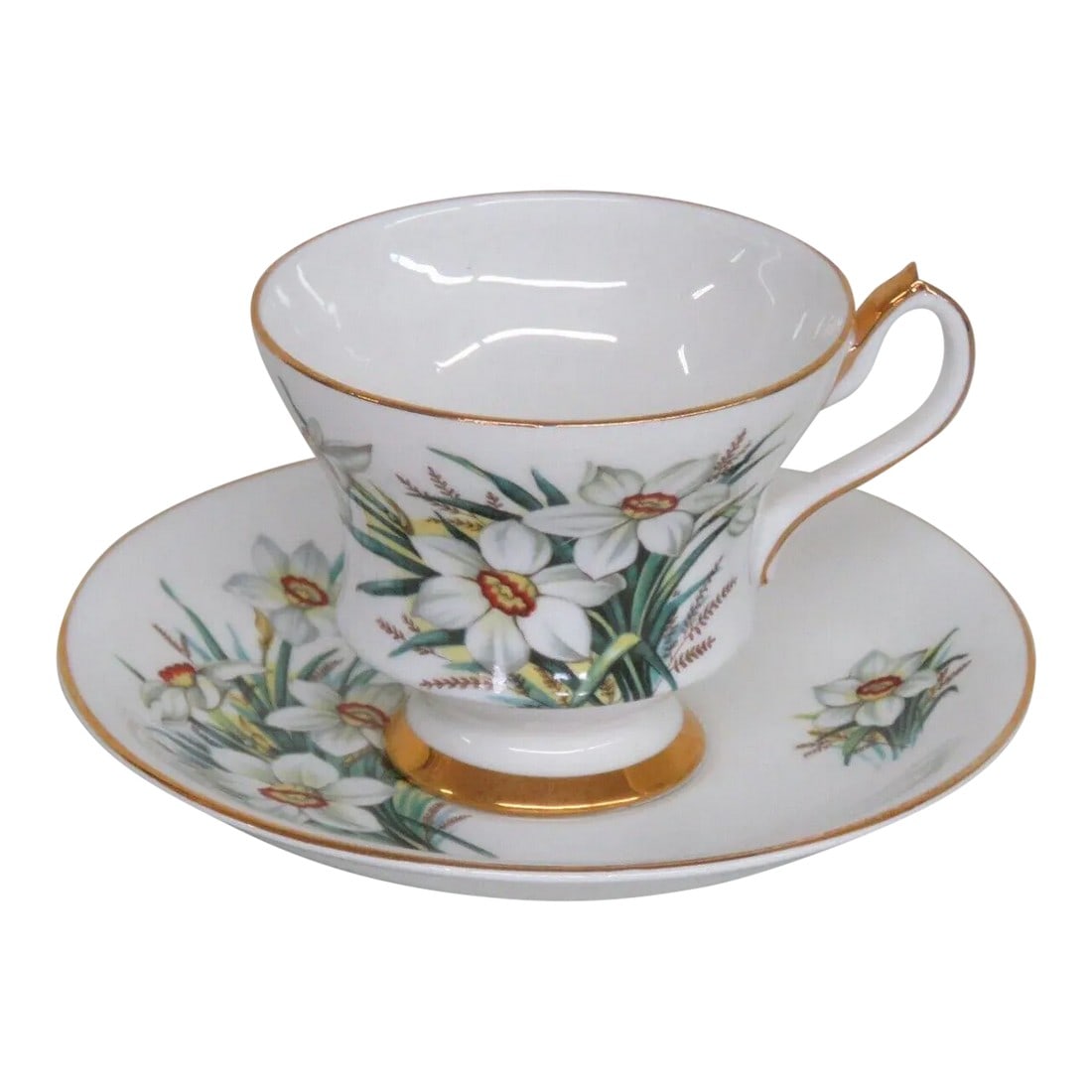 Windsor England Narcissus Daffodil Flower Bone China Teacup and Saucer Set (1 of 12)