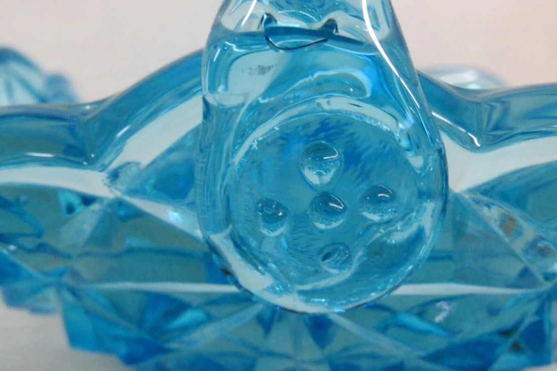 Indiana Glass Monticello Blue Basket Bowl Candy Dish With Handle - 12