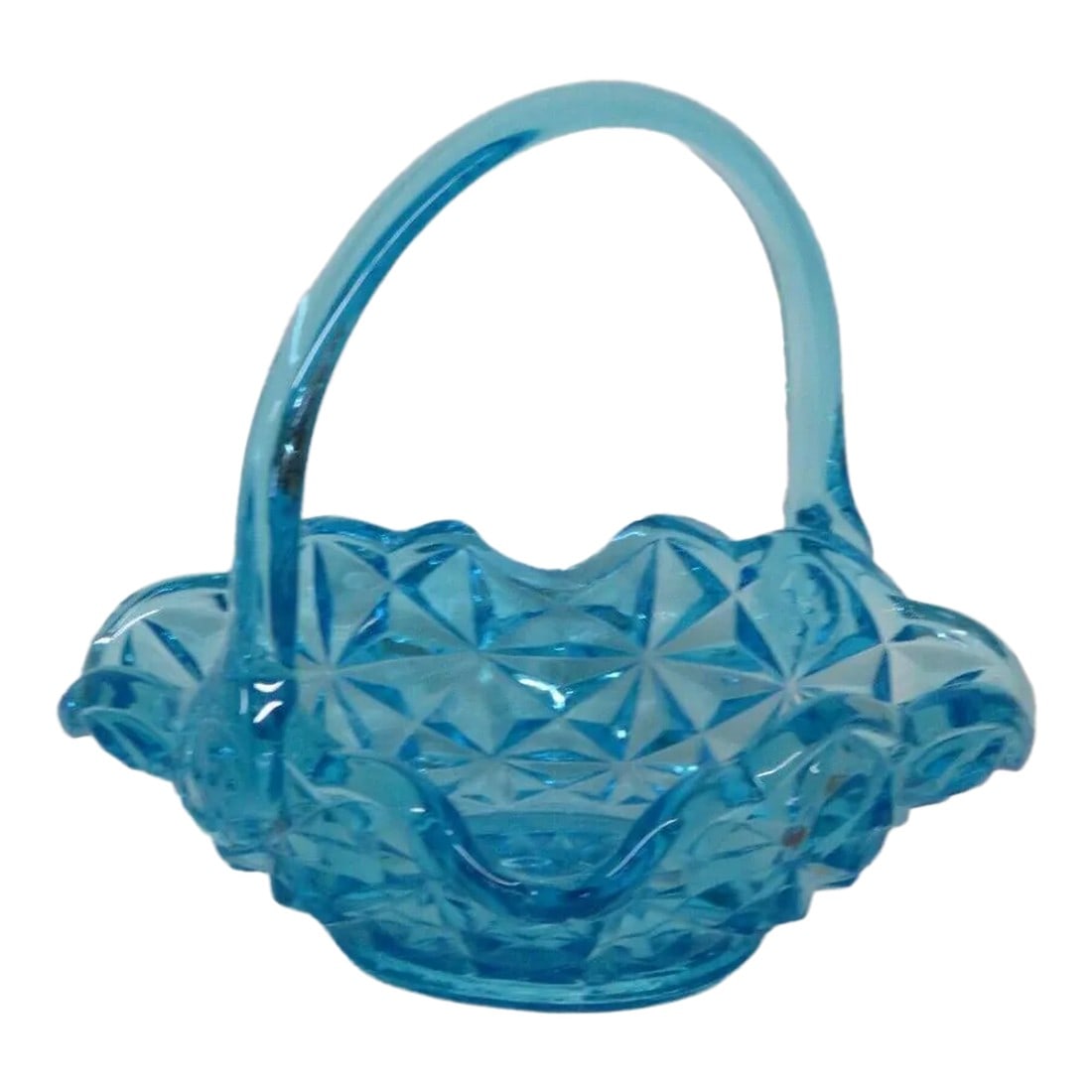 Indiana Glass Monticello Blue Basket Bowl Candy Dish With Handle (1 of 13)