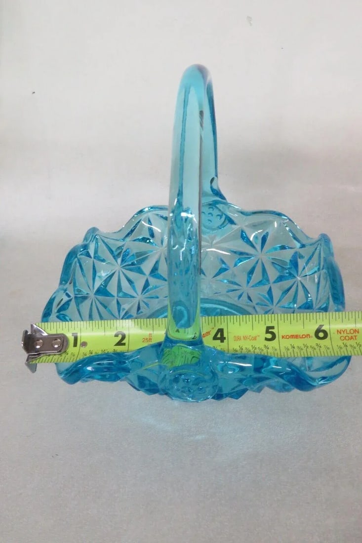 Indiana Glass Monticello Blue Basket Bowl Candy Dish With Handle - 7