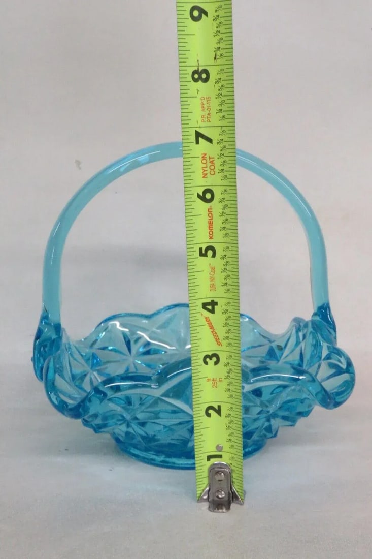 Indiana Glass Monticello Blue Basket Bowl Candy Dish With Handle - 8