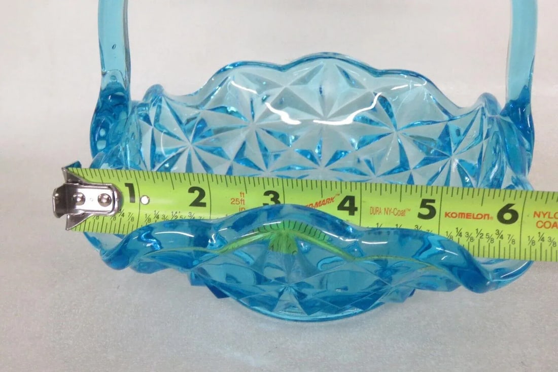 Indiana Glass Monticello Blue Basket Bowl Candy Dish With Handle - 9