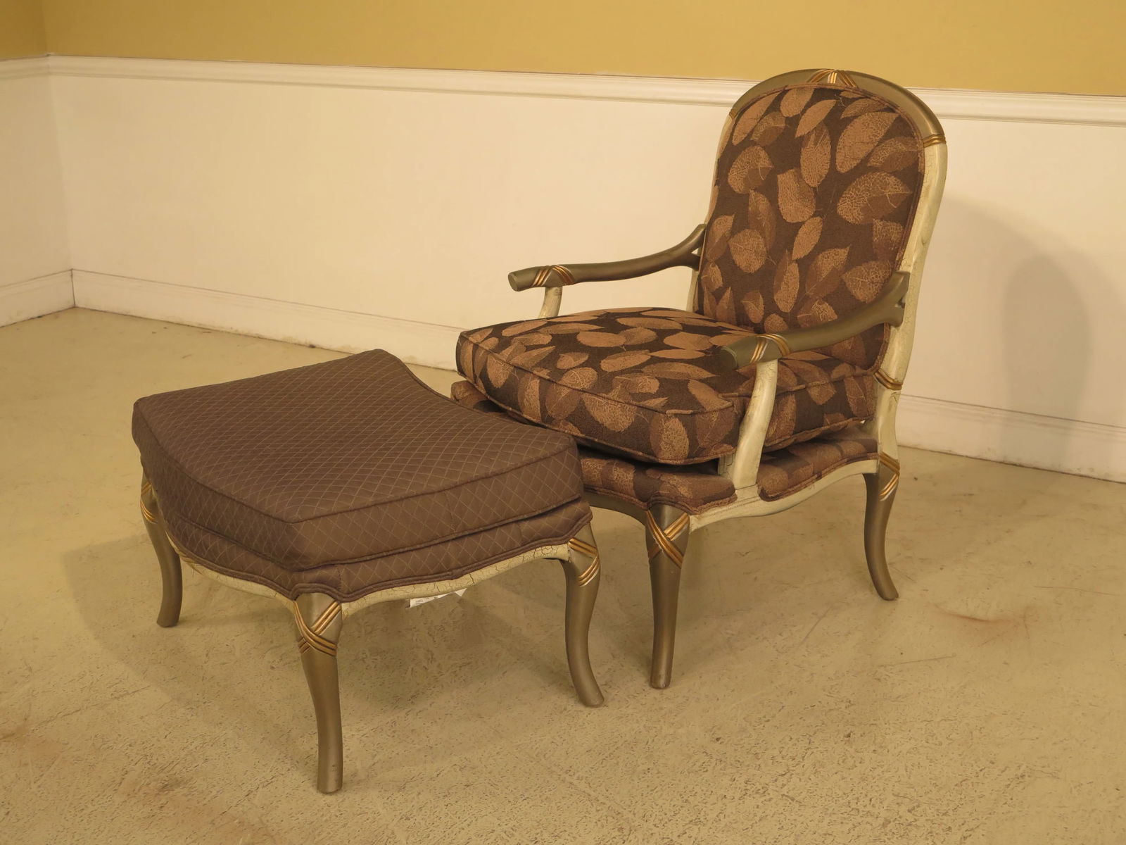 Upholstered Arm Chair & Matching Ottoman - 2