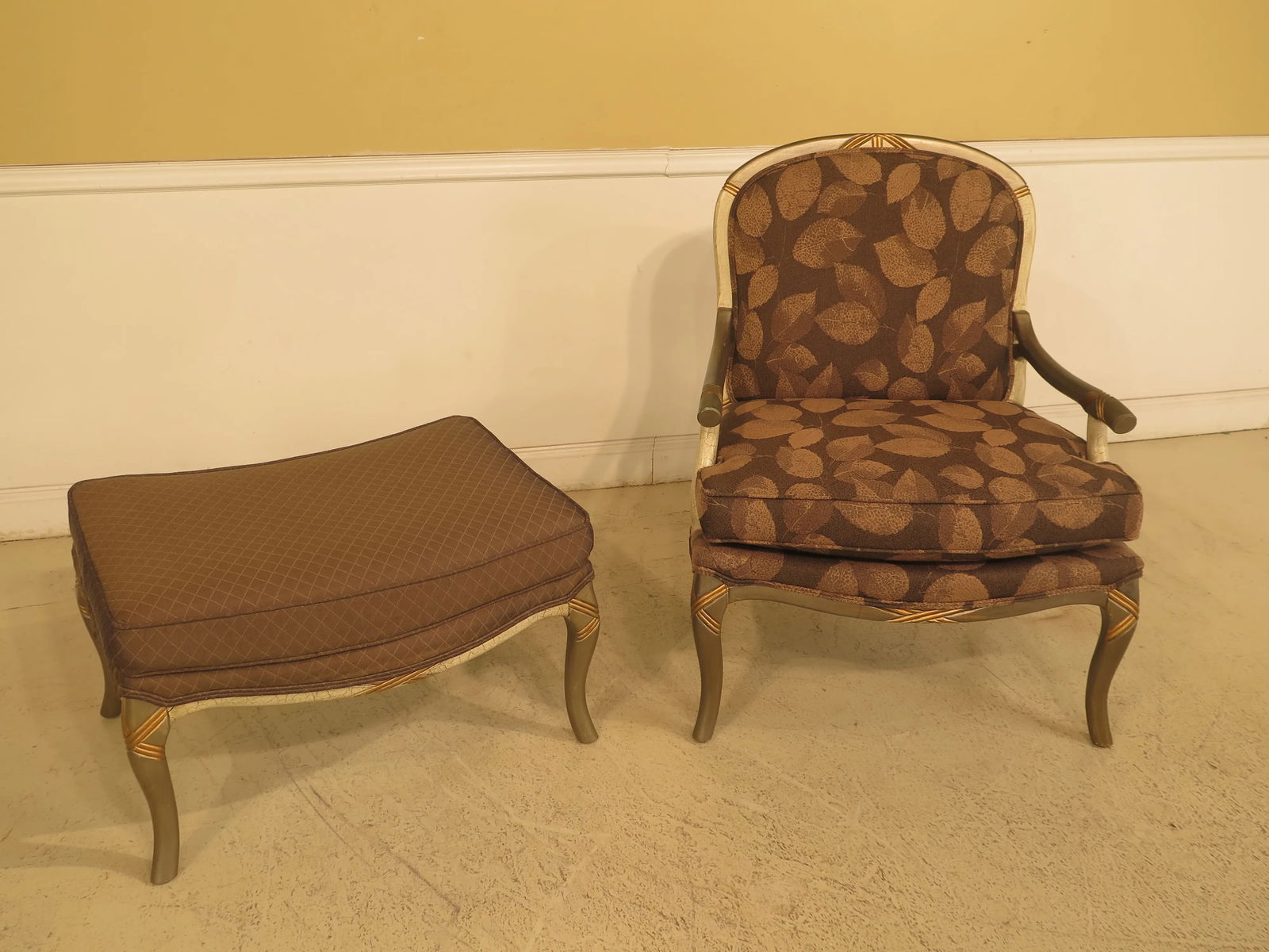Upholstered Arm Chair & Matching Ottoman - 3
