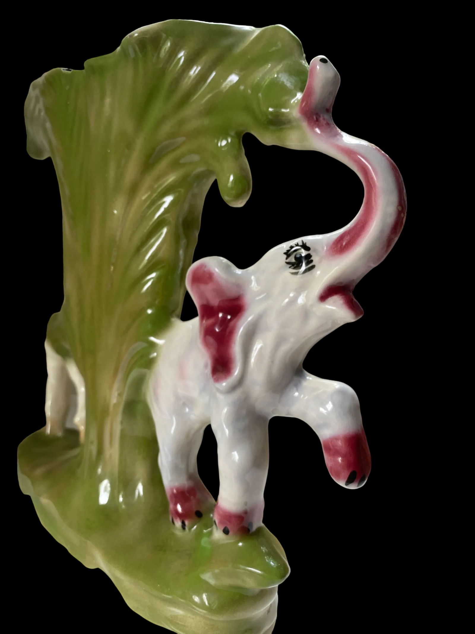 1930s Polychrome Italian Vase With Palm Trees, Woman With Bananas and Elephant With Upturned Trunk - 7