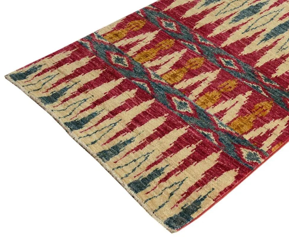 1990s Modern Kafkaz Pink Green Wool Runner - 2'7" X 7'5" - 4