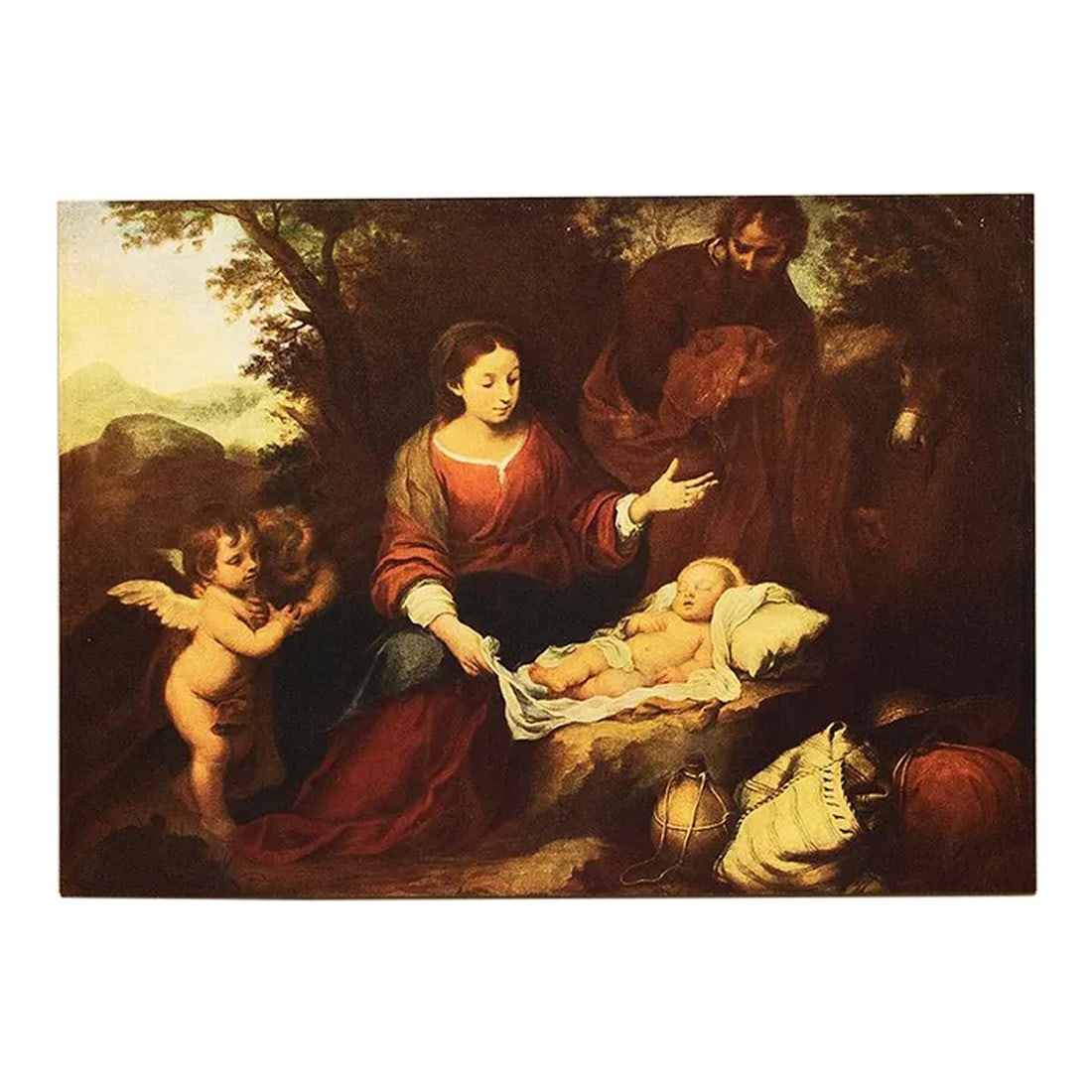 1900s After BartolomÃ© Esteban Murillo, "Rest on the Flight Into Egypt" Antique Full-Color (1 of 8)