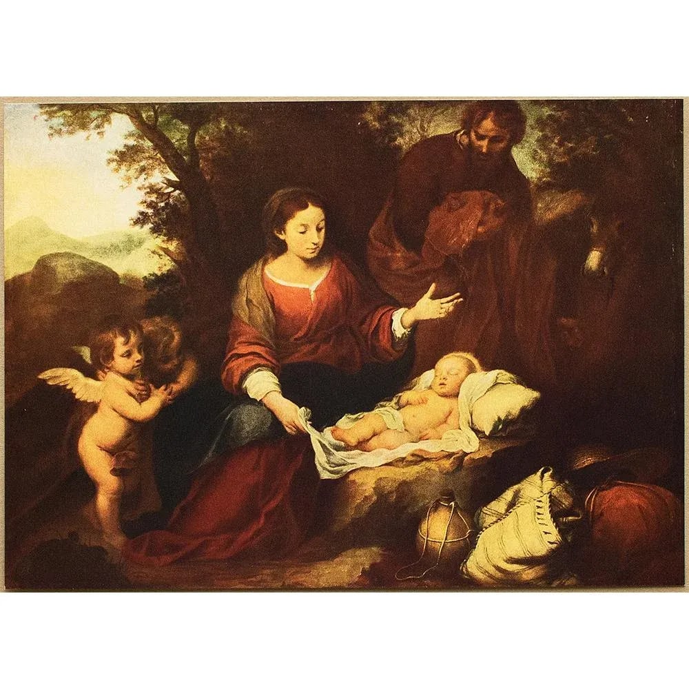 1900s After BartolomÃ© Esteban Murillo, "Rest on the Flight Into Egypt" Antique Full-Color - 7