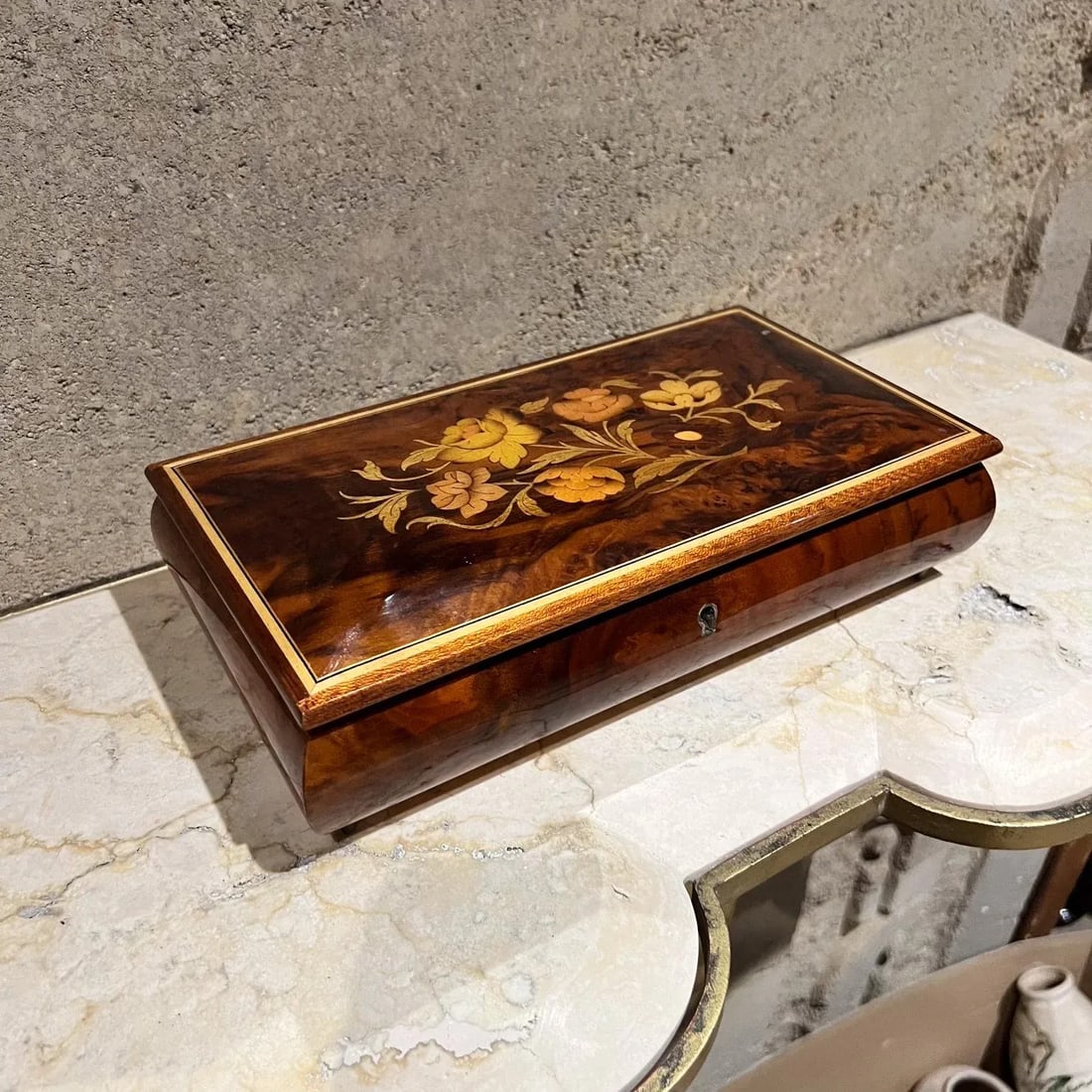 Italian Jewelry Music Footed Box Reuge Ste-Croix Love Story Hollywood Regency - 4