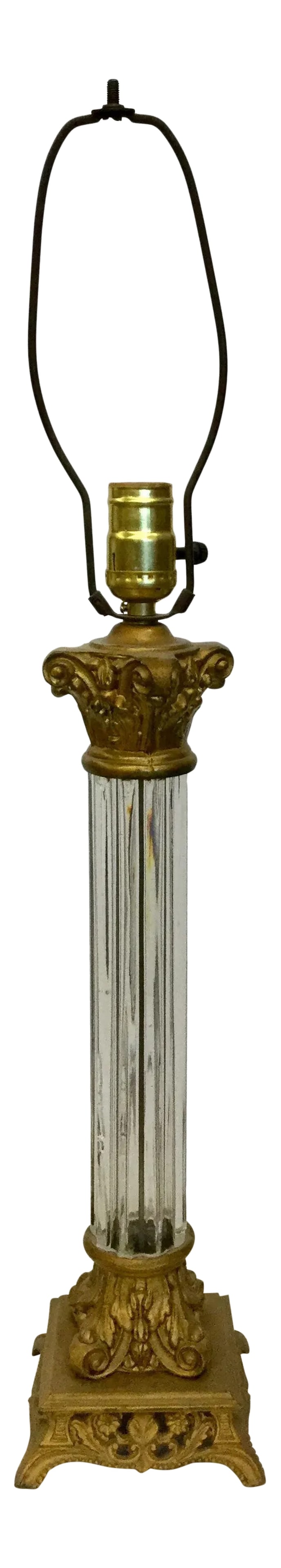 Antique Crystal Pillar Bronze Table Lamp (1 of 11)