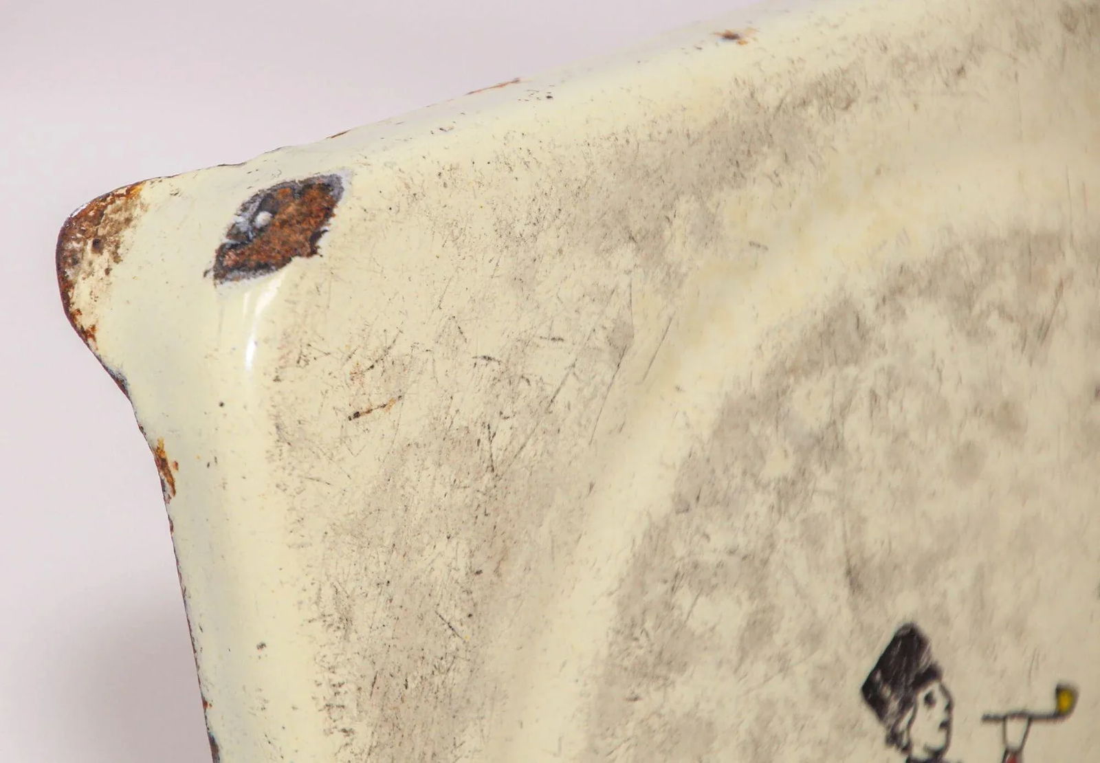 Antique Hand Painted Dutch Theme Enamelware Metal Trivet Collectible 1920's - 8