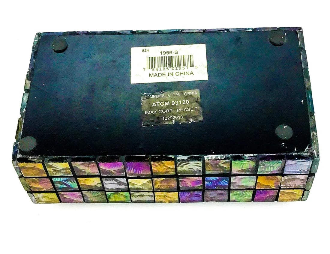Glass Mosaic Lidded Trinket Treasure Chest - 11