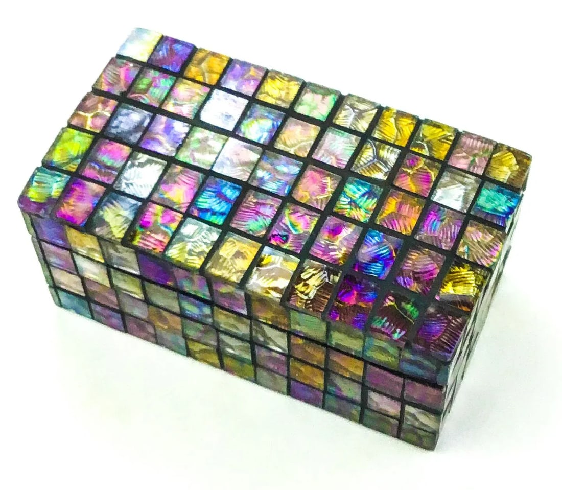 Glass Mosaic Lidded Trinket Treasure Chest - 6