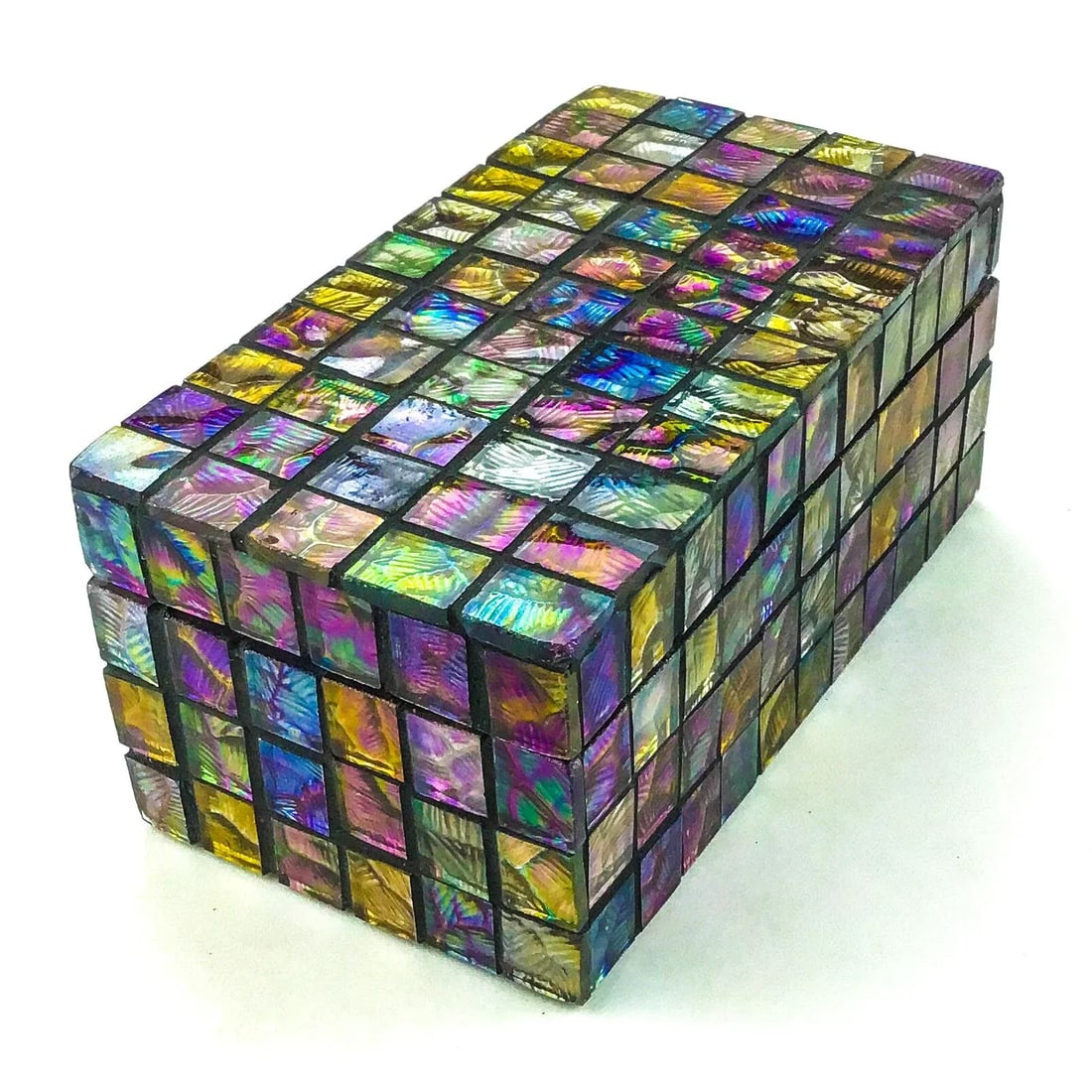Glass Mosaic Lidded Trinket Treasure Chest - 9