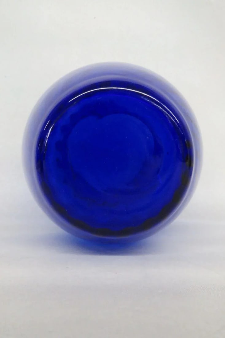 Indiana Glass Style Cobalt Blue Optic Swirl Hand Blown Vase - 11