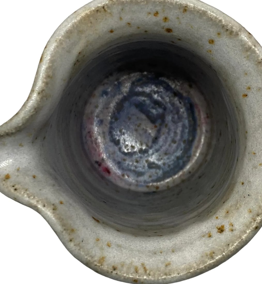 Contemporary Studio Pottery Handcrafted Blue White Brown Pitcher Artist Signed "œrem" - 8