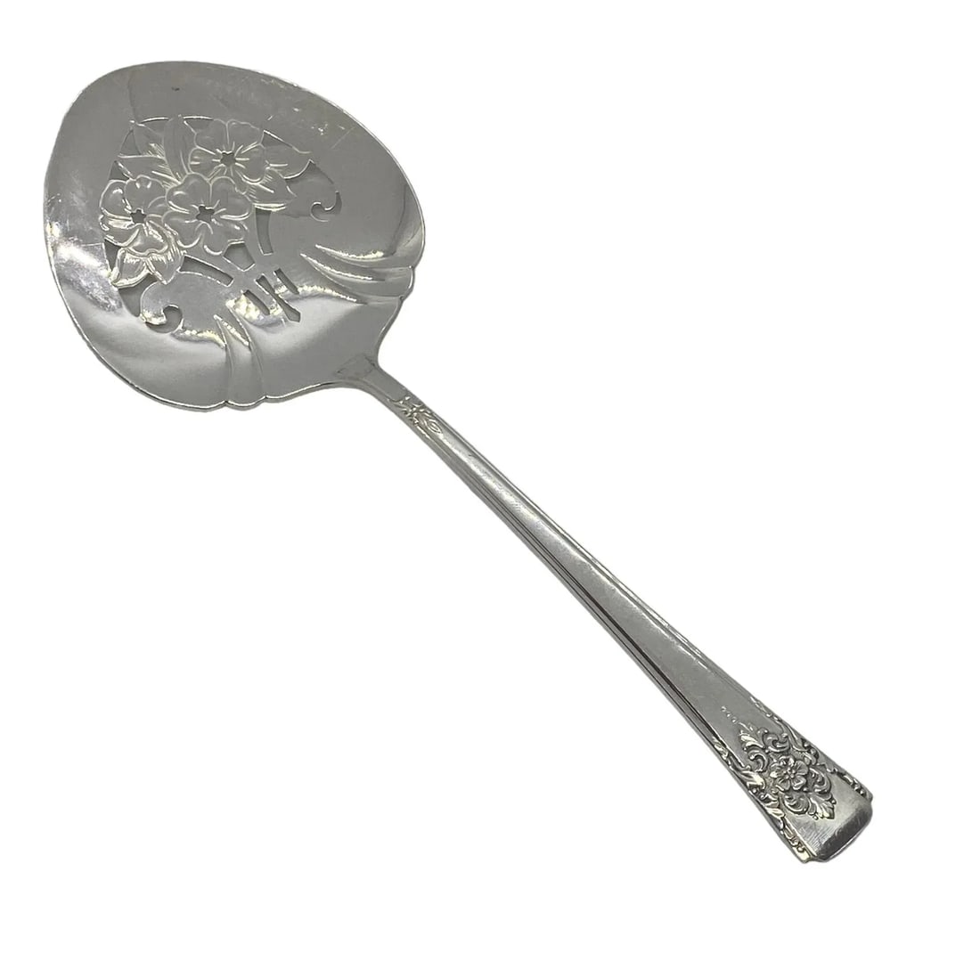 1954 Wm Rogers Is Glossy Silver Plate "œMountain Rose" Wm Rogers Tomato Cranberry Server - 3