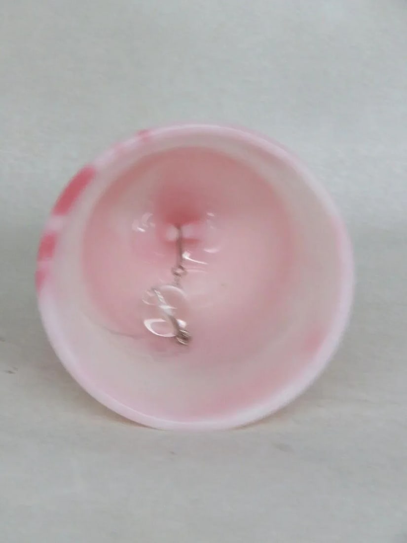 Fenton Rosalene Faberge Pink and White Glass Bell - 10