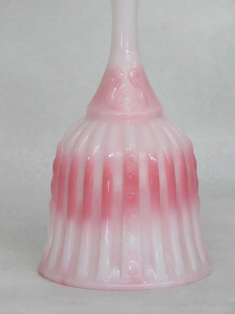 Fenton Rosalene Faberge Pink and White Glass Bell - 3