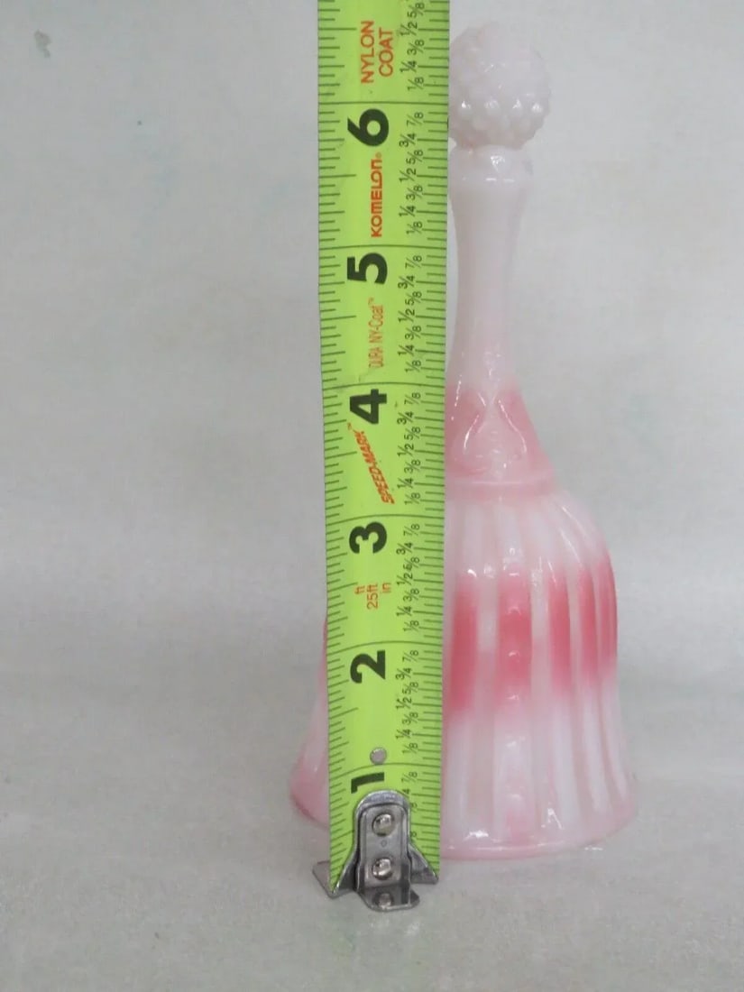 Fenton Rosalene Faberge Pink and White Glass Bell - 4