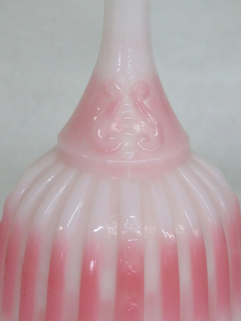 Fenton Rosalene Faberge Pink and White Glass Bell - 8
